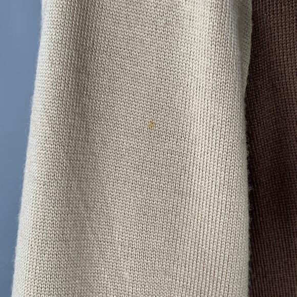 CELINE Size M Brown Beige Color Block 2 Pockets Cardigan - Picture 5 of 5